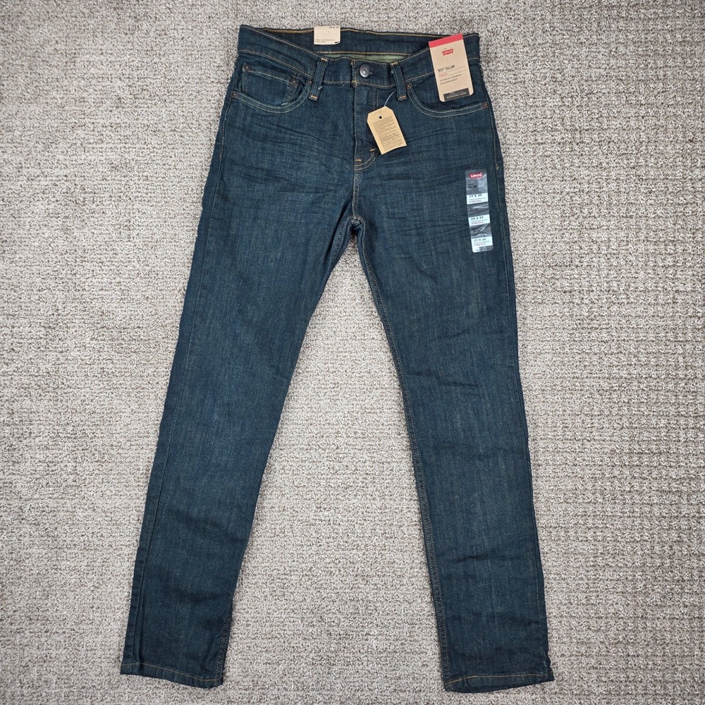 Levis 511 Slim Fit Stretch Denim Jeans Mens‎ 29x30 Dark Wash Blue NWT